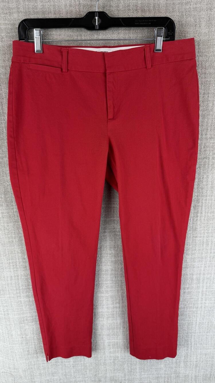 Crown & Ivy Pants Womens 8 Red Skinny Ankle Stretch Twill Zip Comfort Easy Care